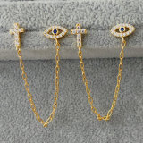 Eye cross chain earrings