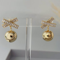 Cross gold ball drop earrings