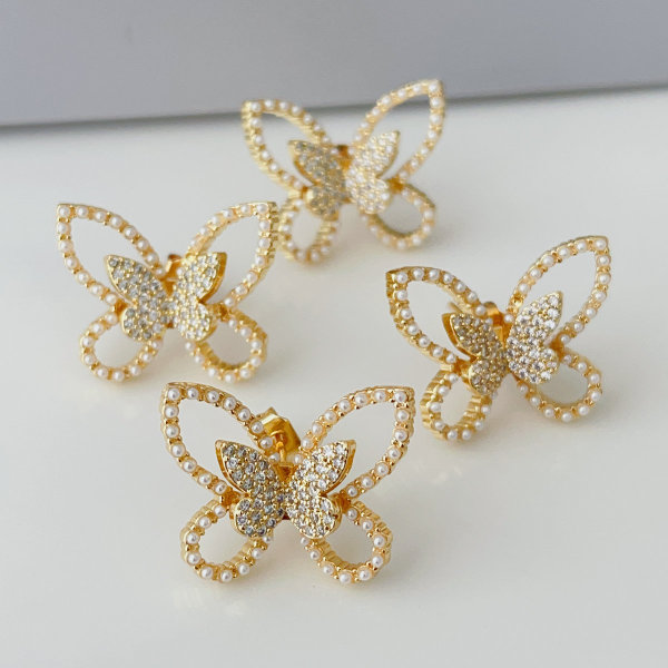 Pearl butterfly earrings