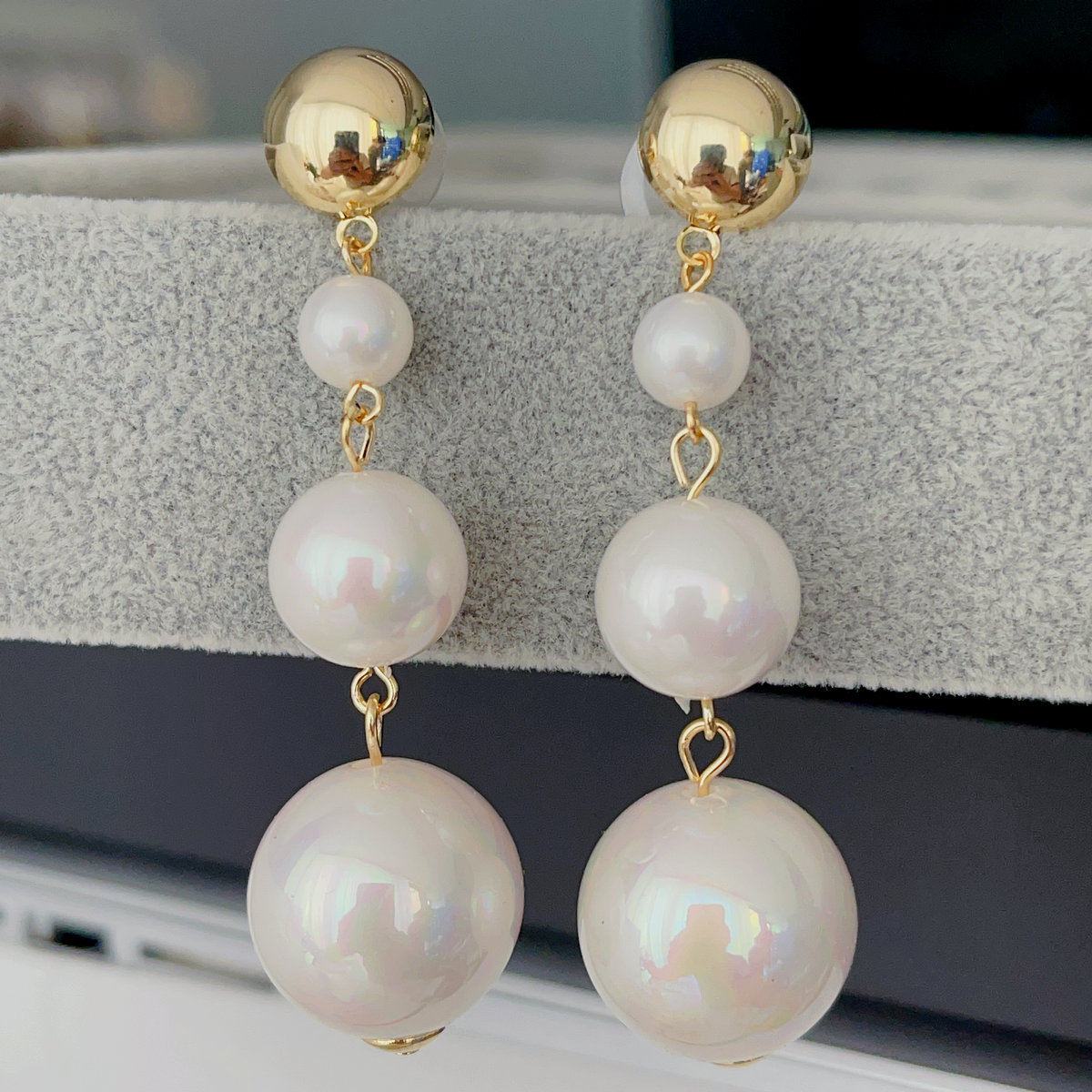 Big drop pearl earrings