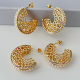 Half moon pearl earrings