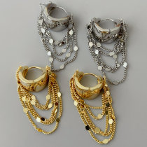 Chain hoop earrings