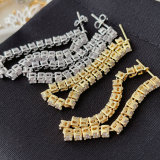 Pave zircon chain earrings