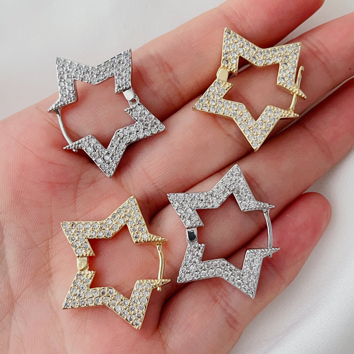 Pave star earrings