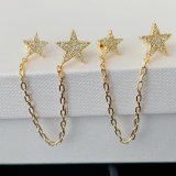 Pave star chain earrings