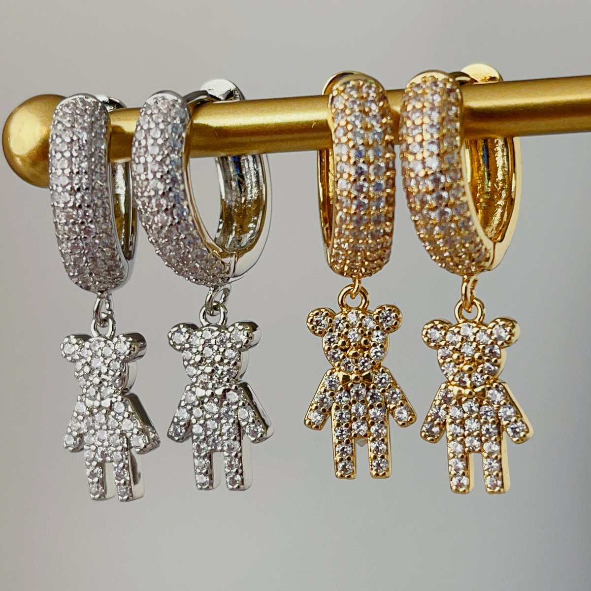 Teddy bear charm earrings