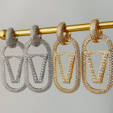 Pave triangle pendant earrings