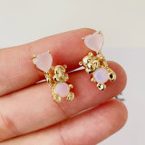Pink teddy bear earrings