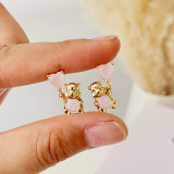 Pink teddy bear earrings