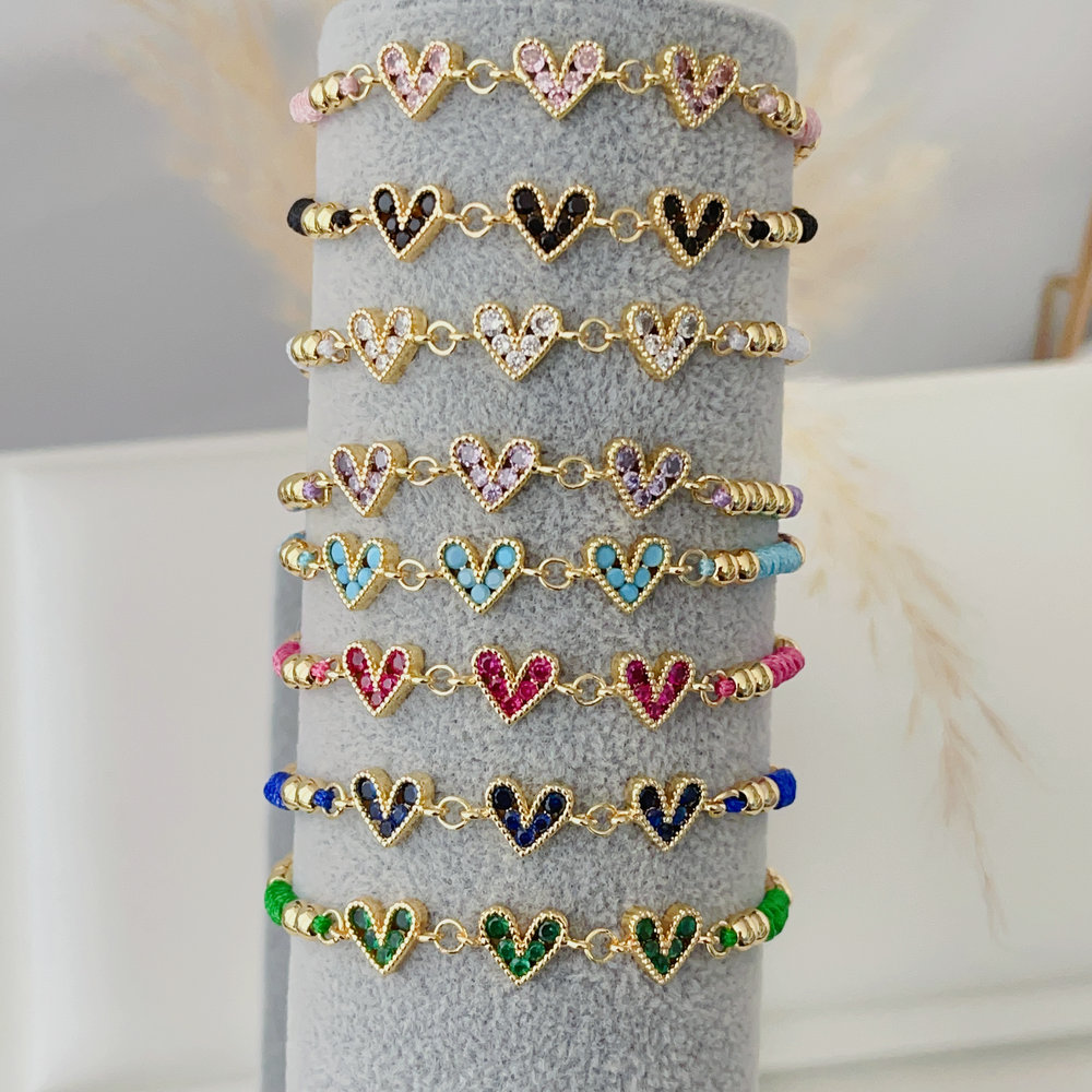 Pave heart bracelet