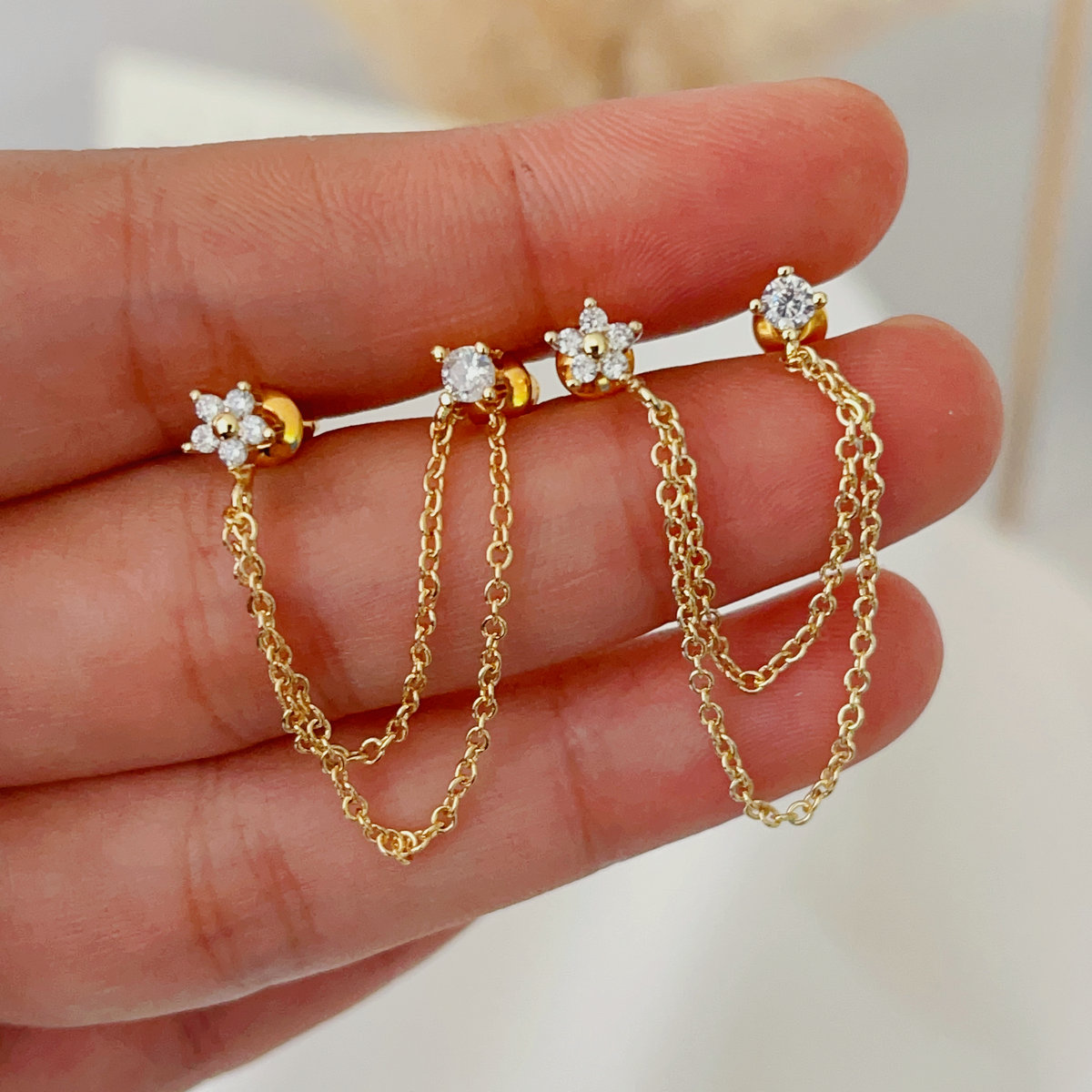 Star chain earrings
