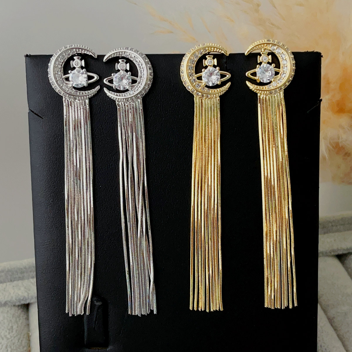 Moon star chain earrings