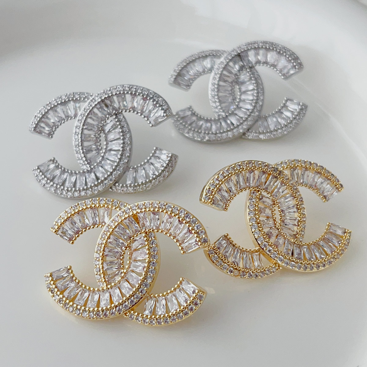 Pave clear channel earrings