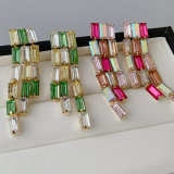 Pave long crystal earrings