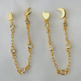 Heart moon chain earrings