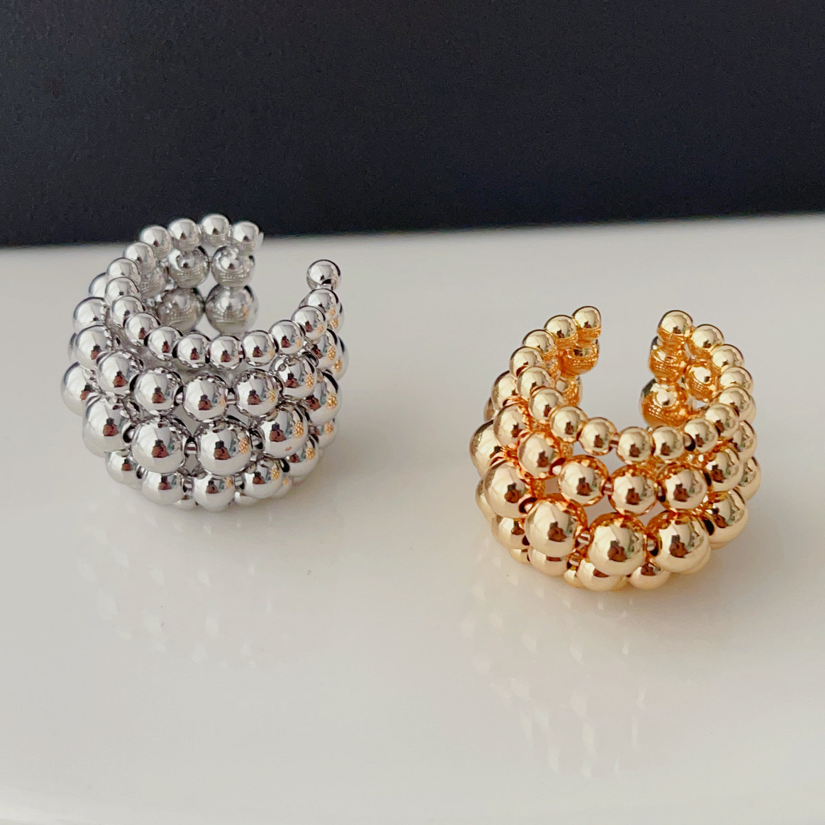 Gold ball ear cuff