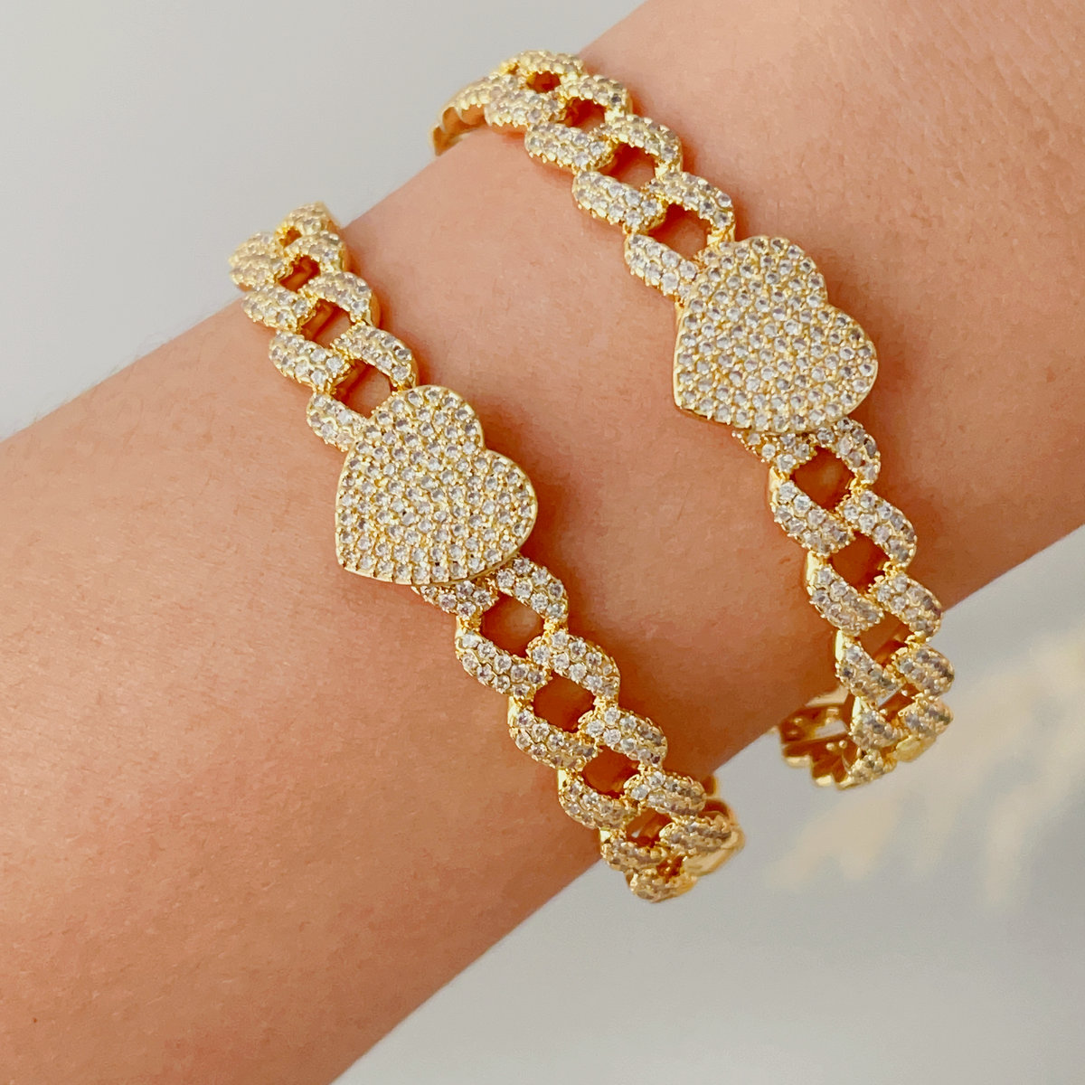 Pave zircon heart bangle