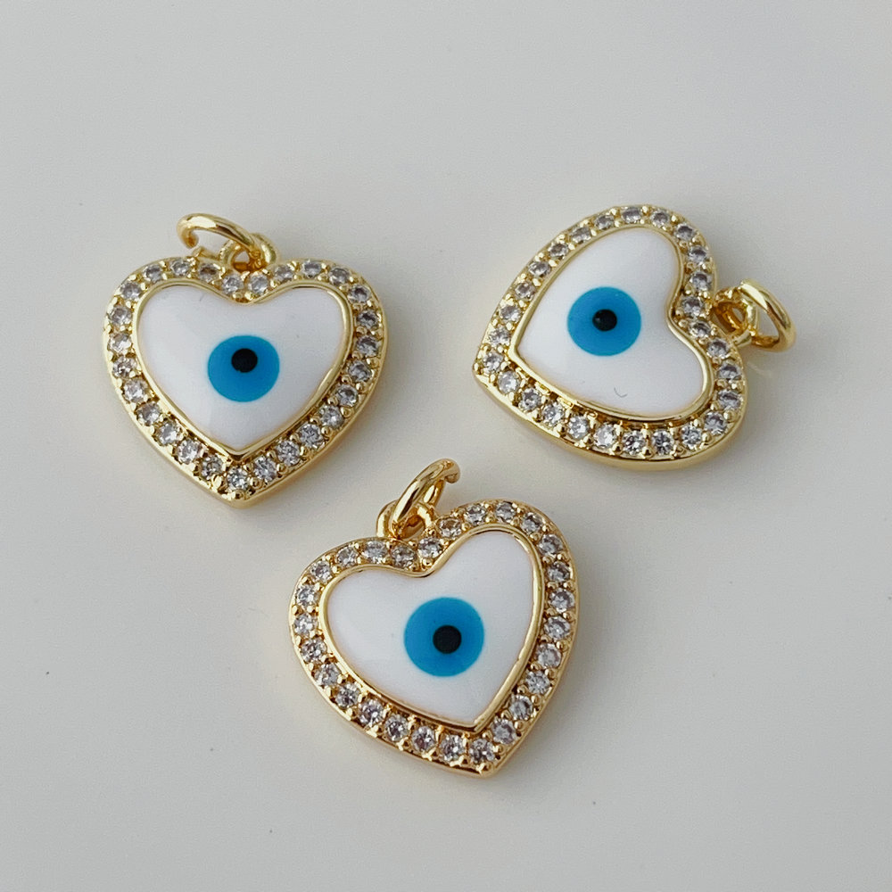 Pave white enamel charm