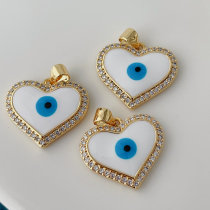 White enamel eye heart charm