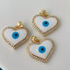 White enamel eye heart charm
