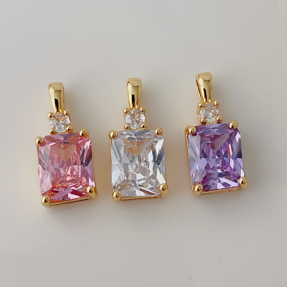 Square zircon charm