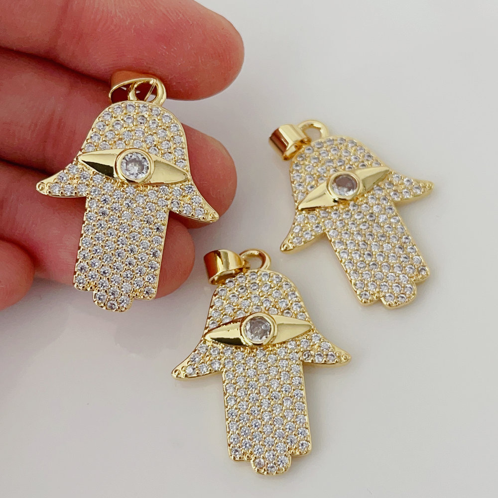 Pave hand charm