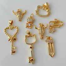 Pave key horn charm