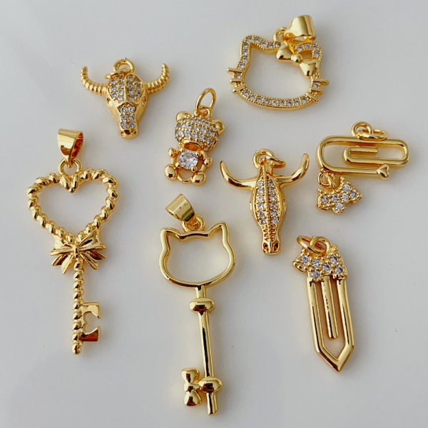 Pave key horn charm