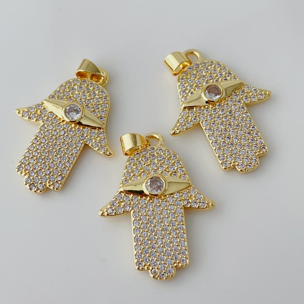Pave hand charm