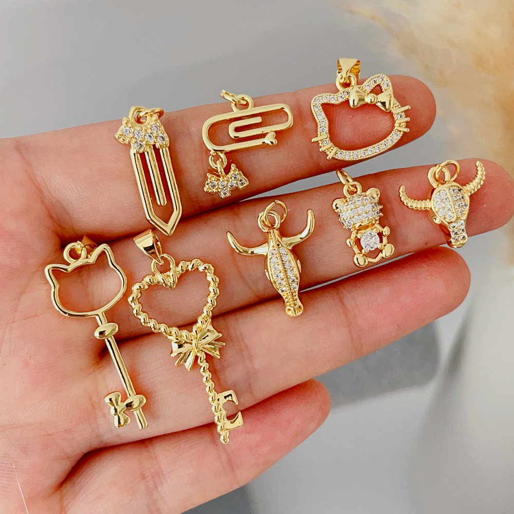 Pave key horn charm