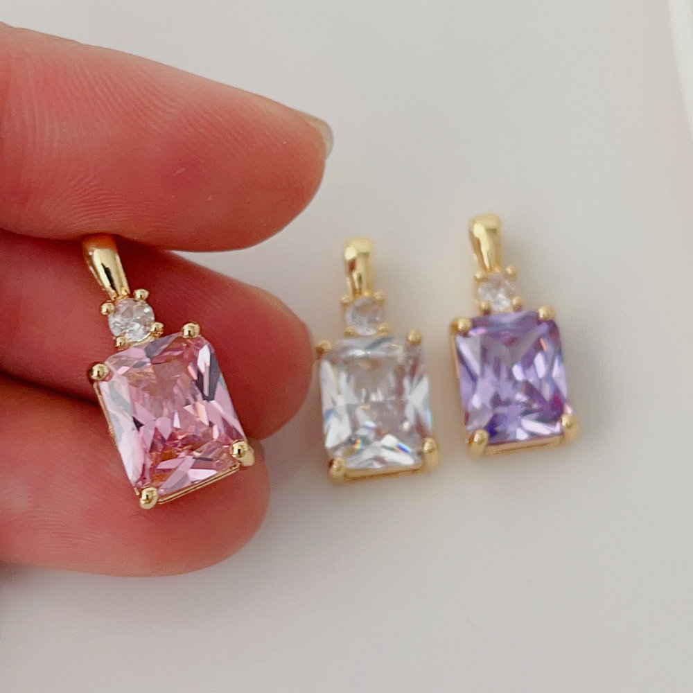 Square zircon charm