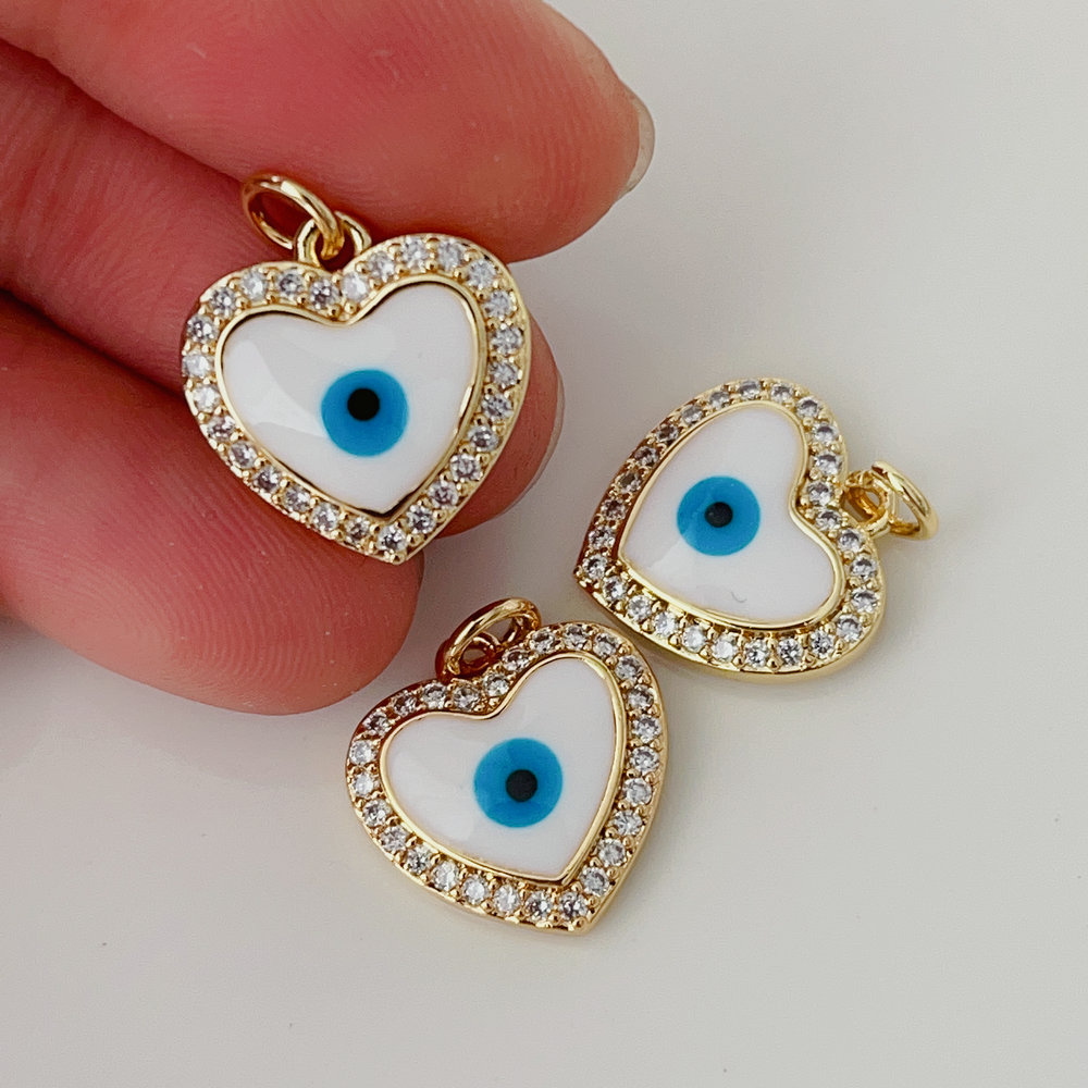 Pave white enamel charm