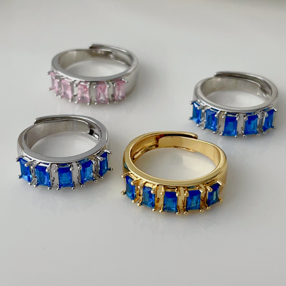 Pave blue zircon ring