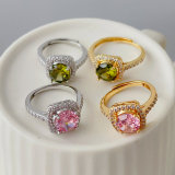 Pave square zircon ring