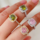 Pave square zircon ring
