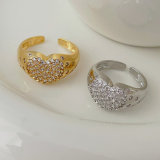 Pave heart ring