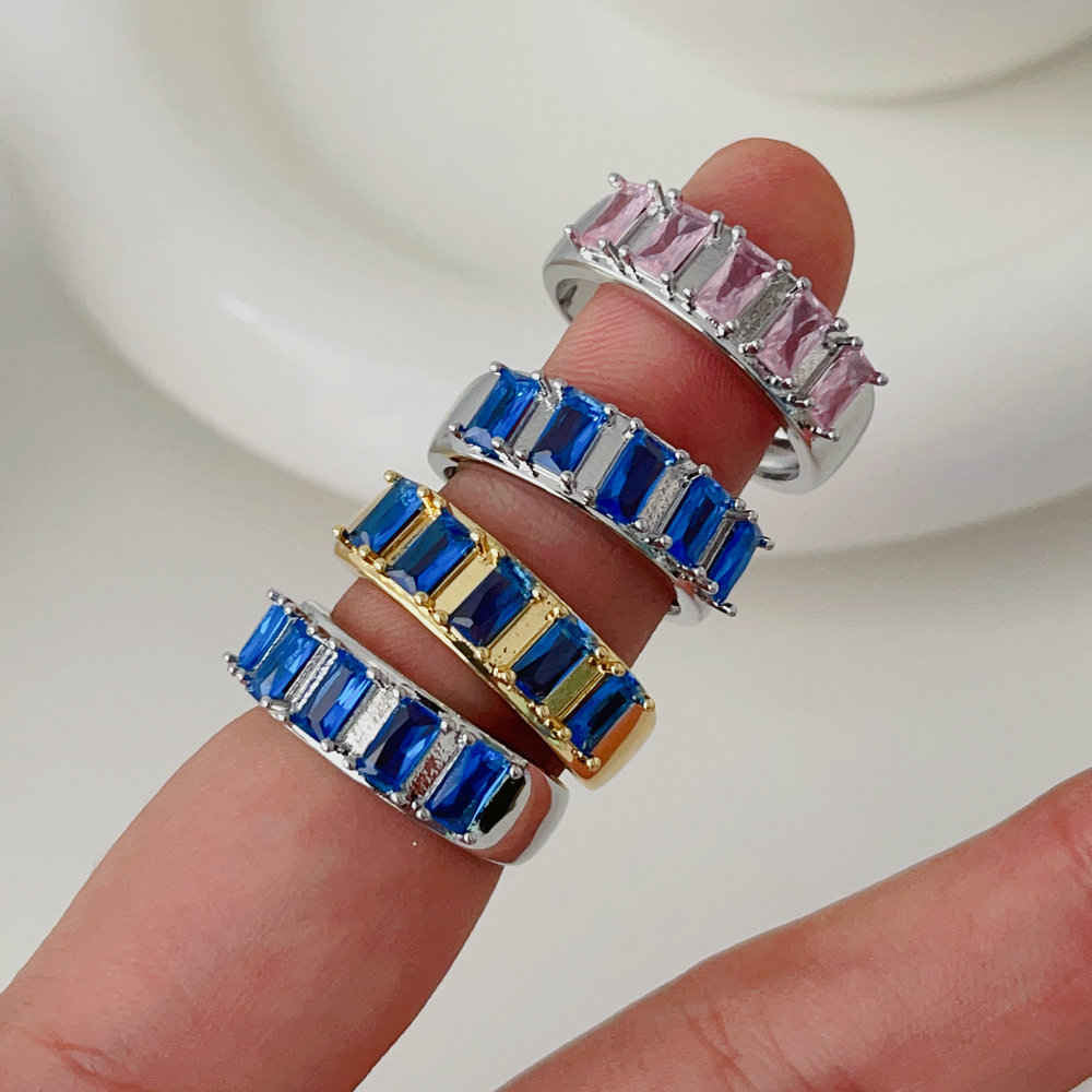 Pave blue zircon ring
