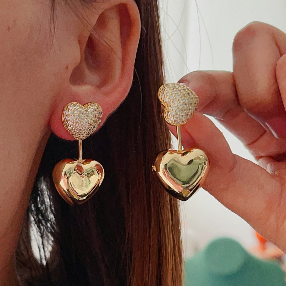 Pave heart earrings