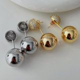 Pave ball drop earrings