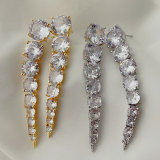 Long zircon clear earrings