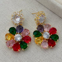Colorful zircon flower earrings