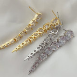 Long zircon clear earrings