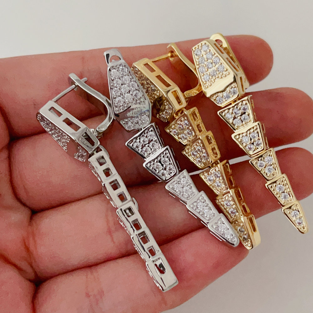 Pave snake earrings