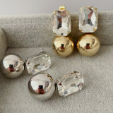 Big ball square earrings