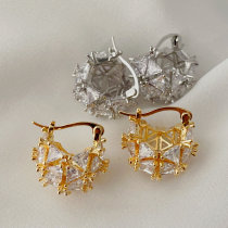 Pave zircon flower hoops