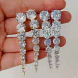 Long zircon clear earrings