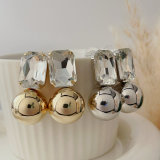 Big ball square earrings