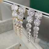 Long zircon clear earrings