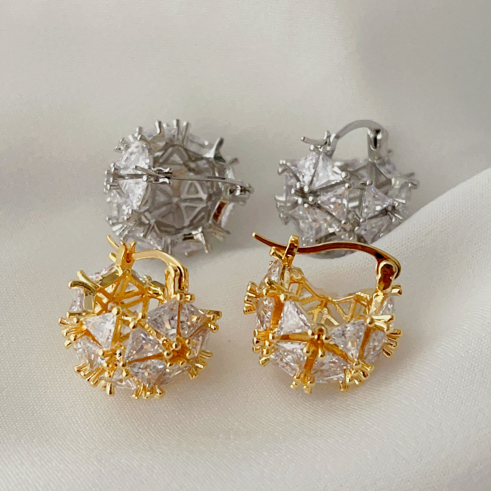 Pave zircon flower hoops