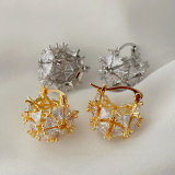 Pave zircon flower hoops